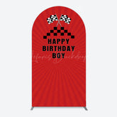 Lofaris Red Flag Racing Happy Birthday Boy Arch Backdrop